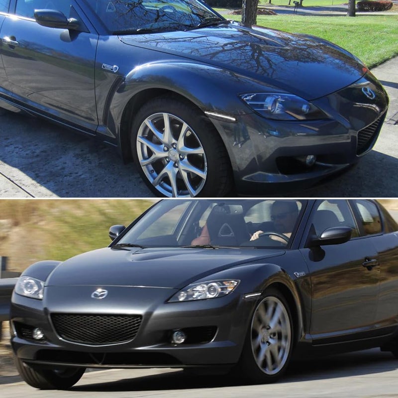 TurningMax For 2004 2005 2006 2007 2008 Mazda RX-8 RX8 Front Bumper Side Marker lights Smoked Lens White LED F151-51-120E, F151-51-130E - Image 4